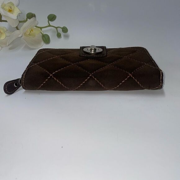 Vera Bradley Quilted Diamond Stitch Brown Turnlock Clutch Wallet - Picture 5 of 9